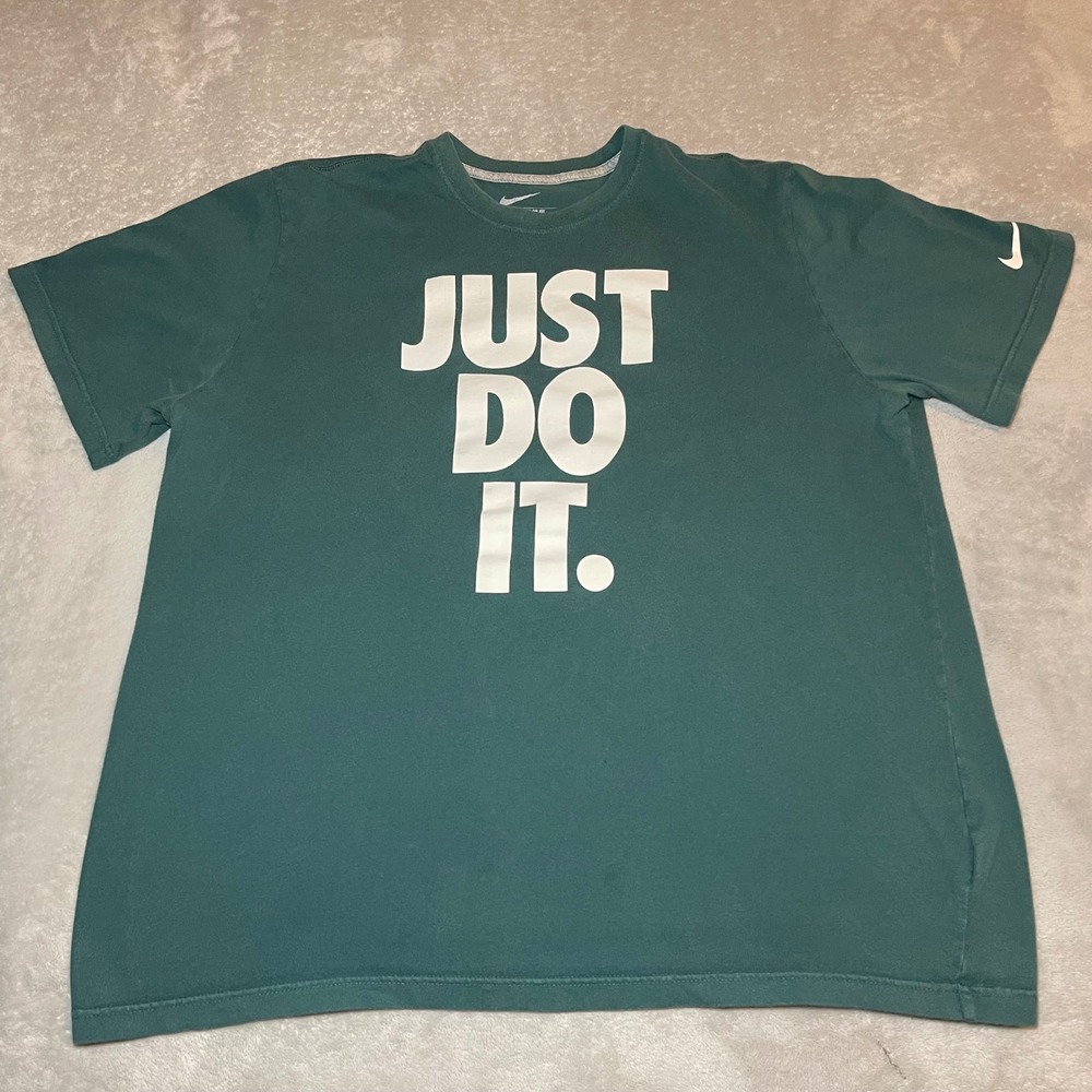 Nike T-Shirt Mens XXL Green Just Do It Graphic Short Sleeve Cotton Regular Fit